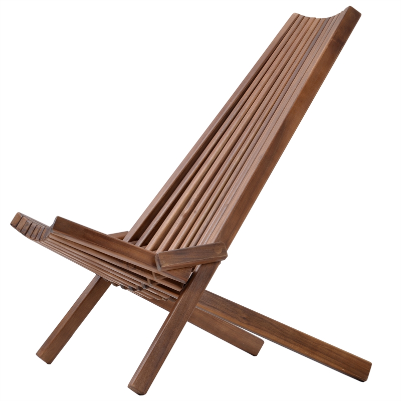 CRO Decor Folding Garden Chairs Acacia Wood Lounge Chair Yard Balcony Furniture