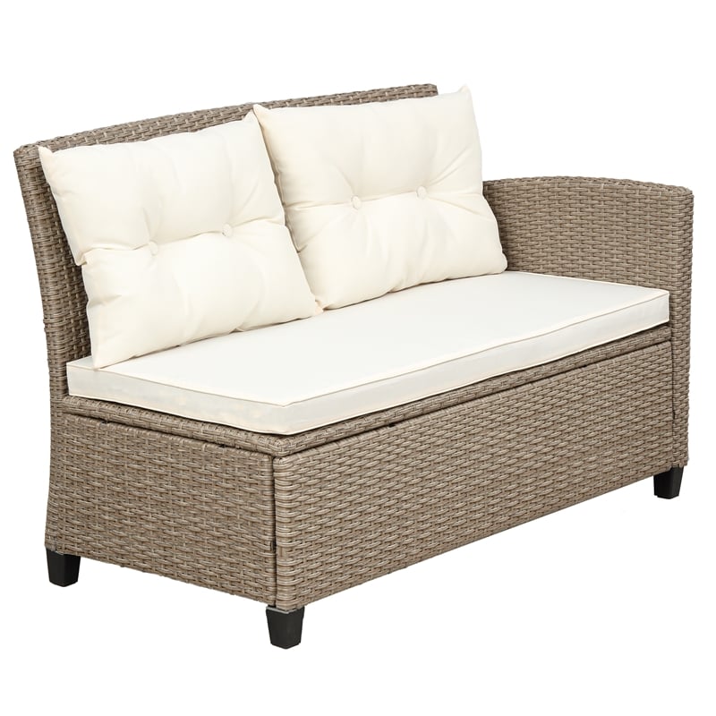 CRO Decor Patio Furniture Sets 4pc Wicker Sectional Sofa with Seat Cushions