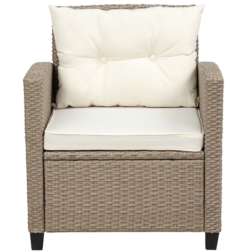 CRO Decor Patio Furniture Sets 4pc Wicker Sectional Sofa with Seat Cushions