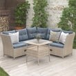 CRO Decor Outdoor Patio 4pc PE Wicker Rattan Sofa Set with Adjustable Backs