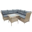CRO Decor Outdoor Patio 4pc PE Wicker Rattan Sofa Set with Adjustable Backs