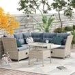 CRO Decor Outdoor Patio 4pc PE Wicker Rattan Sofa Set with Adjustable Backs
