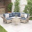 CRO Decor Outdoor Patio 4pc PE Wicker Rattan Sofa Set with Adjustable Backs