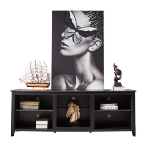 CRO Decor TV Stand Storage Media Console Entertainment Cente ( Black)