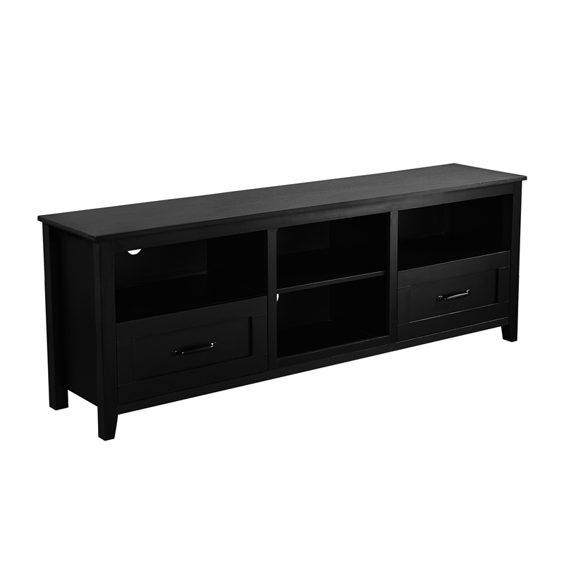 CRO Decor 70.08'' Length Black TV Stand with 2 Drawers and 4 Storage Compartment
