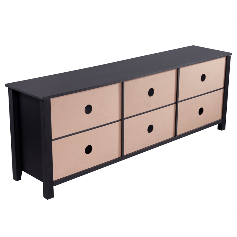 CRO Decor 70.08'' Length Black TV Stand with 2 Drawers and 4 Storage Compartment