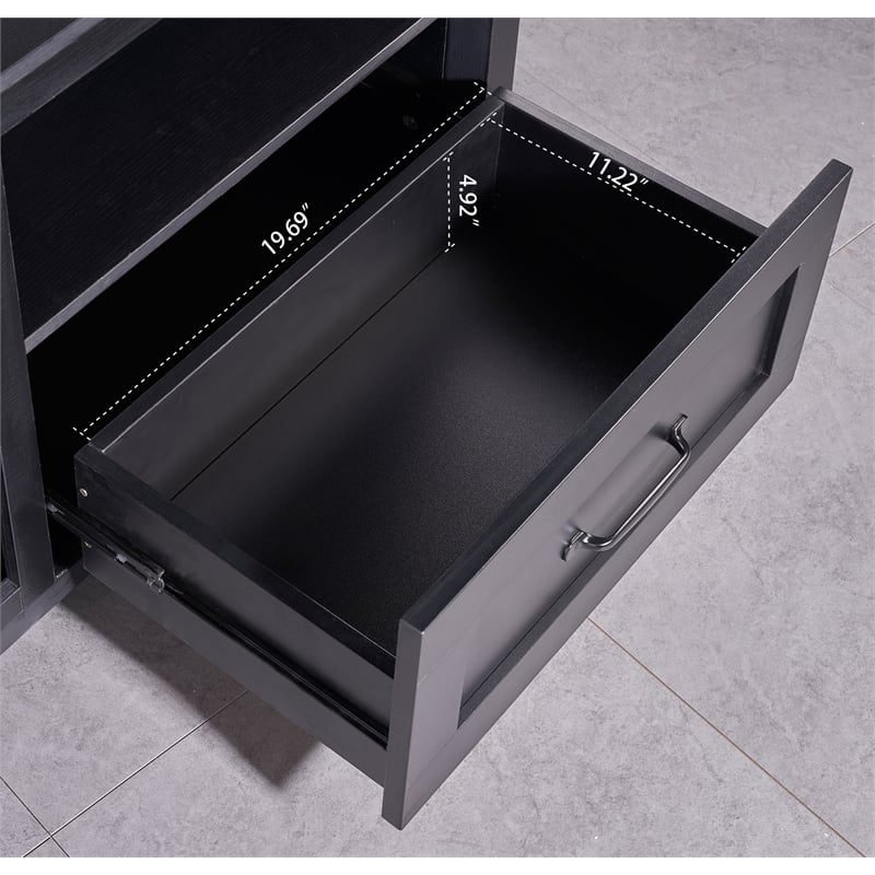 CRO Decor 70.08'' Length Black TV Stand with 2 Drawers and 4 Storage Compartment