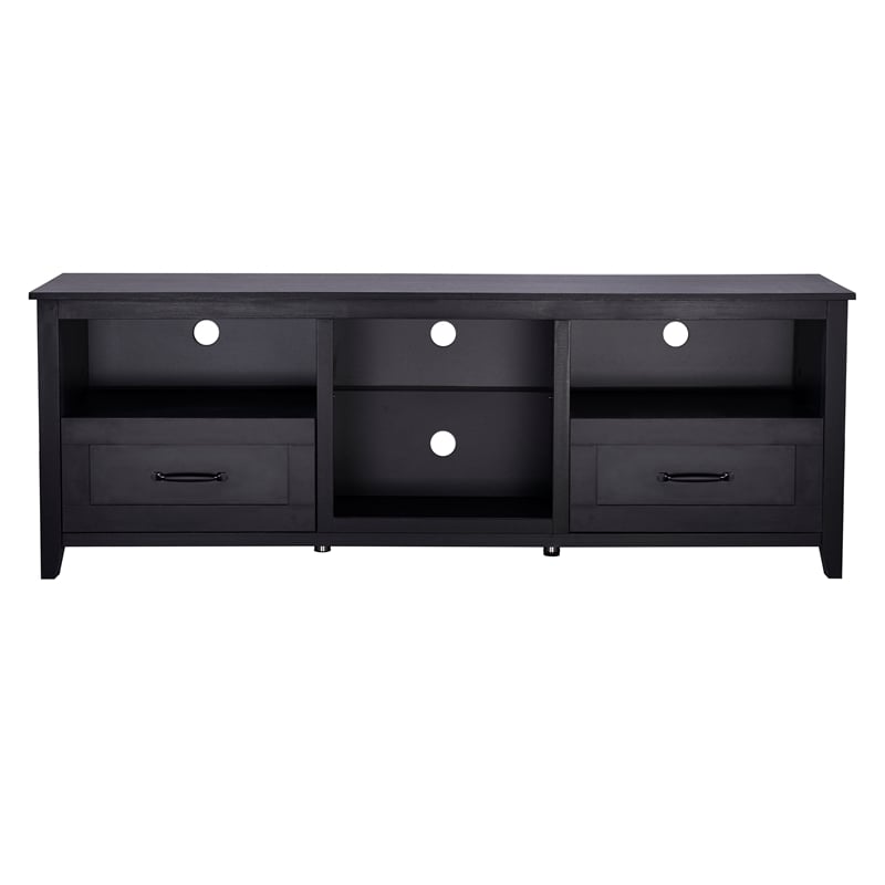 CRO Decor 70.08'' Length Black TV Stand with 2 Drawers and 4 Storage Compartment