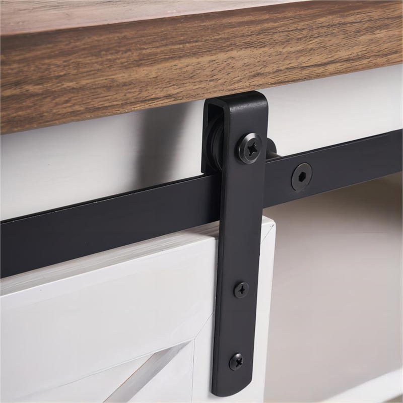 CRO Decor 47' Sliding X Barn Door Litterbox Bench with Entry Cutout Shoe Bench