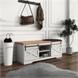 CRO Decor 47' Sliding X Barn Door Litterbox Bench with Entry Cutout Shoe Bench