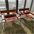 CRO Decor Leather Club Chair Steel Frame Armchair in Amber