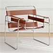 CRO Decor Leather Club Chair Steel Frame Armchair in Amber