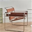 CRO Decor Leather Club Chair Steel Frame Armchair in Amber