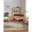 CRO Decor Leather Club Chair Steel Frame Armchair in Amber