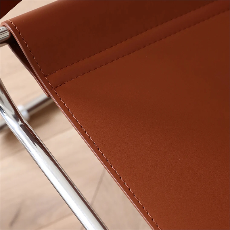 CRO Decor Leather Club Chair Steel Frame Armchair in Amber