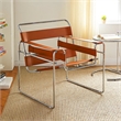 CRO Decor Leather Club Chair Steel Frame Armchair in Amber