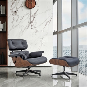 cro decor tufted genuine leather grain swivel lounge chair and ottoman