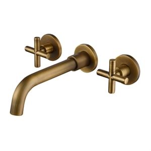 cro decor double-handle wall mounted bathroom sink faucet  in antique brass