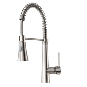cro decor pull down single handle kitchen faucet in brushed nickel