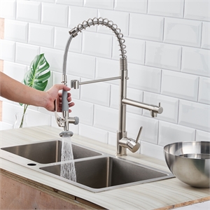 cro decor pull-down kitchen faucet with spring multi-function sprinkler
