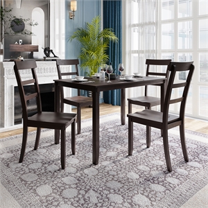 cro decor 5-piece kitchen dining table set wood table and chairs set (espresso)