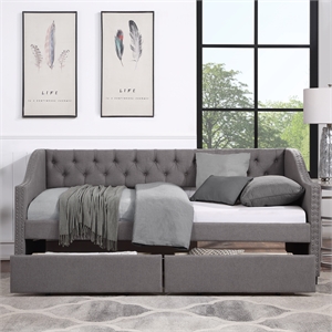 cro decor upholstered daybed with two drawerstwin size (gray )