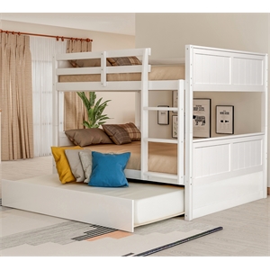 cro decor full over full bunk bed with twin size trundle (white)
