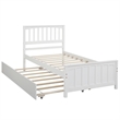 CRO Decor Wood Twin size Platform Bed with Trundle (White)