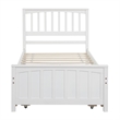 CRO Decor Wood Twin size Platform Bed with Trundle (White)