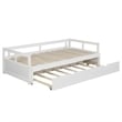 CRO Decor Extending Daybed with Trundle Wooden Daybed with Trundle (White)