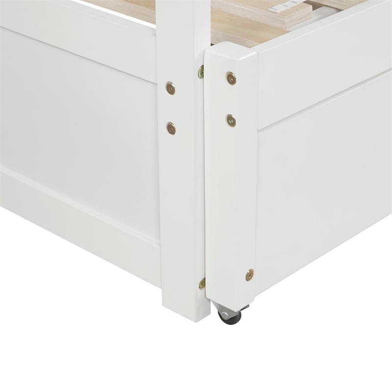 CRO Decor Extending Daybed with Trundle Wooden Daybed with Trundle (White)