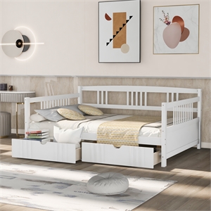 cro decor full size daybed wood bed with two drawers (white )