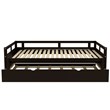 CRO Decor Extending Daybed with Trundle Wooden Daybed with Trundle (Espresso)