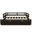 CRO Decor Extending Daybed with Trundle Wooden Daybed with Trundle (Espresso)