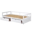 CRO Decor Wooden Daybed with Trundle and 2 Storage Drawers Extendable Bed Daybed