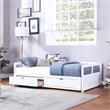 CRO Decor Wooden Daybed with Trundle and 2 Storage Drawers Extendable Bed Daybed
