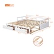 CRO Decor Wooden Daybed with Trundle and 2 Storage Drawers Extendable Bed Daybed