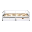 CRO Decor Wooden Daybed with Trundle and 2 Storage Drawers Extendable Bed Daybed