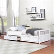 CRO Decor Wooden Daybed with Trundle and 2 Storage Drawers Extendable Bed Daybed
