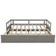 CRO Decor Wooden Daybed with Trundle and 2 Storage Drawers Extendable (Gray)
