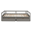 CRO Decor Wooden Daybed with Trundle and 2 Storage Drawers Extendable (Gray)