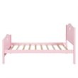 CRO Decor Twin Size Wood Platform Bed with Headboard Footboard  (Pink)