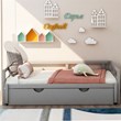 CRO Decor Extending Daybed with Trundle Wooden Daybed with Trundle (Gray)