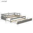 CRO Decor Extending Daybed with Trundle Wooden Daybed with Trundle (Gray)