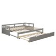 CRO Decor Extending Daybed with Trundle Wooden Daybed with Trundle (Gray)
