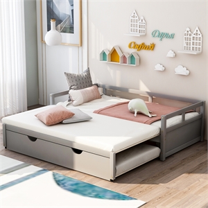 cro decor extending daybed with trundle wooden daybed with trundle (gray)