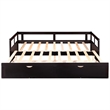 CRO Decor Wooden Daybed with Trundle and 2 Storage Drawers Extendable (Espresso)