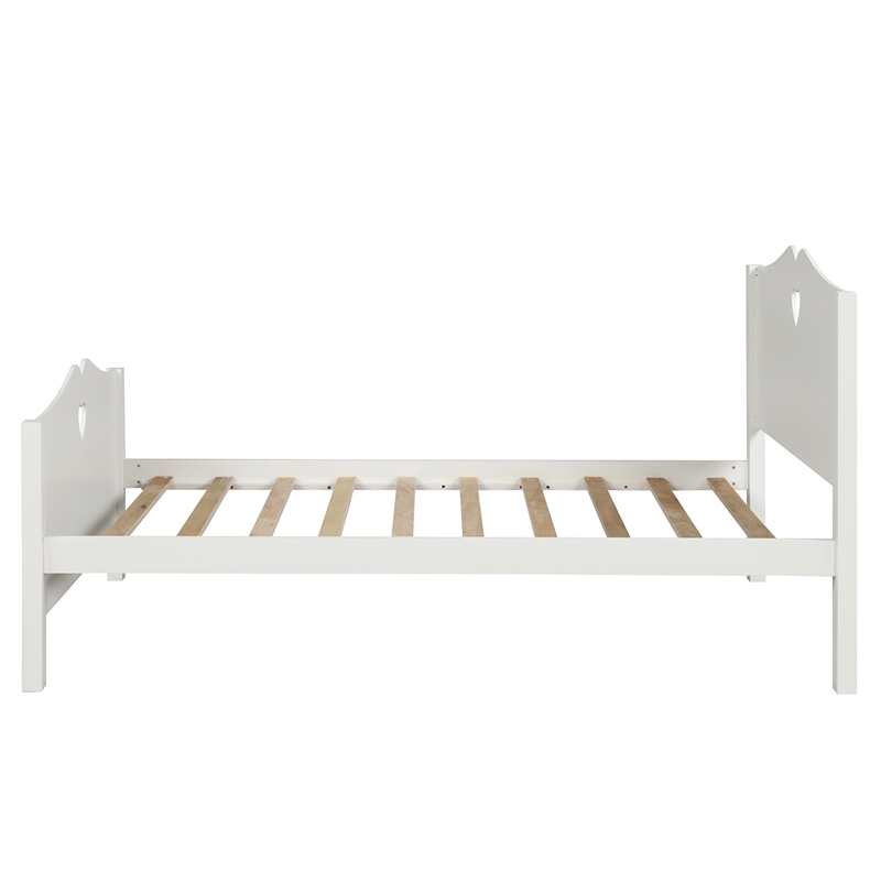 CRO Decor Bed Frame Twin Platform Bed with and Headboard and Footboard (White)
