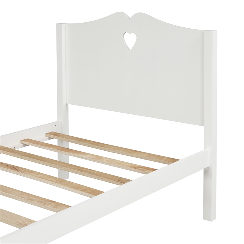 CRO Decor Bed Frame Twin Platform Bed with and Headboard and Footboard (White)