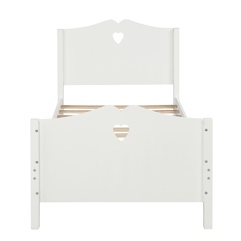 CRO Decor Bed Frame Twin Platform Bed with and Headboard and Footboard (White)